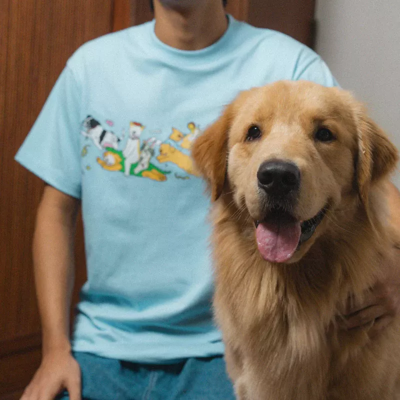 เสื้อลายรวม in animal Vol.2 สีฟ้าวินเทจ